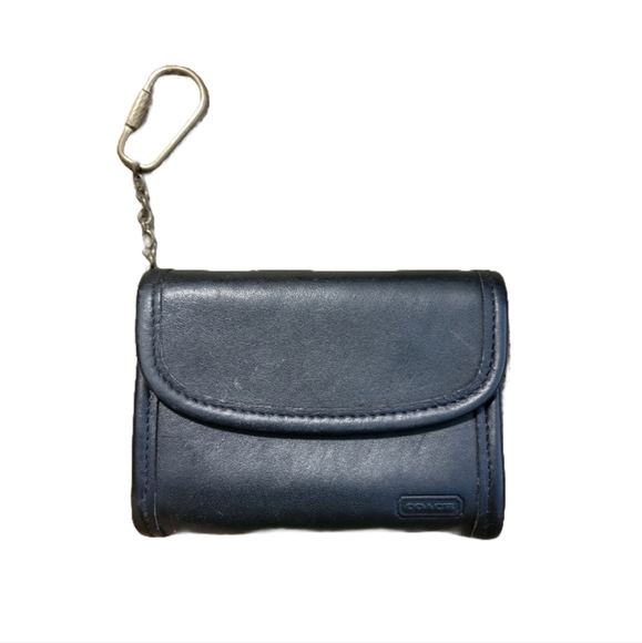 Coach Vintage Keychain multi-purpose wallet card case black leather - Picture 1 of 11